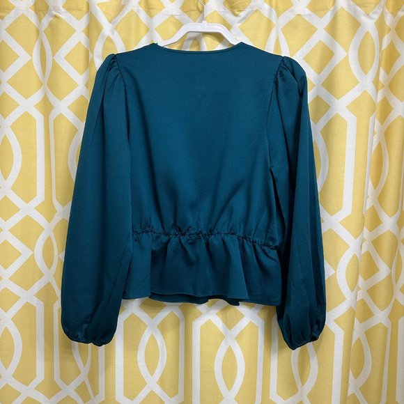 Express Puff Sleeve Peplum Blouse - Picture 3 of 3